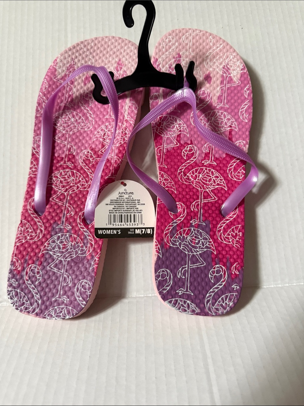 Juncture Women's Pink Flamingo Flip Flop Slippers - Size 7/8